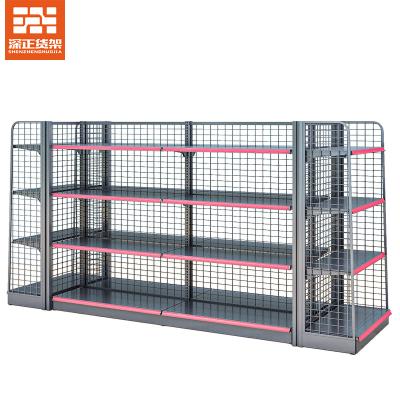 China 2022 Hot Sale Wholesale Heavy Duty Supermarket Single Sided Metal Shelves Customized Market Shelves Retail Display Racks For Sale for sale