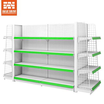 China Factory-owned simple retail single-sided supermarket shelf double display stand hot sale grocery store display racks for sale