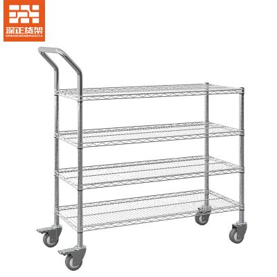 China Corrosion Protection 800lbs Load Weight Per Metro Steel NSF Office Storage Shelf 4 Tiers Industrial Wire Metal Shelving Rack in Chrome Finish for sale