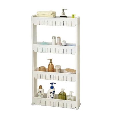 China Stocked Slim Slide Kitchen Trolley Rack Holder Storage 3 Shelf Organizer On Wheels for sale