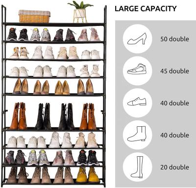 China (Size) 10-Tiers 50-Pair Adjustable Shoe Rack, Closet Shoe Rack Organizer for Home Organizer and Sturdy Shelf Storage Cabinet for sale