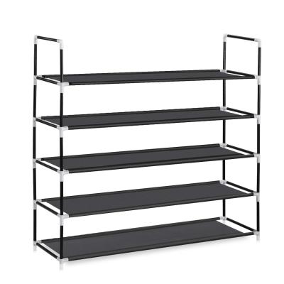 China Traditional 5 Tier Shoe Rack Shoe Organizer 25 Pairs Space Saving Shoe Shelf Nonwoven Fabric for sale