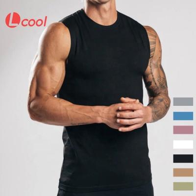 China Lcool Bodybuilding Muscle Plain QUICK DRY Custom Tank Tops Running Singlets Smooth Fitness Gym Clothing Men's Tank Tops for sale