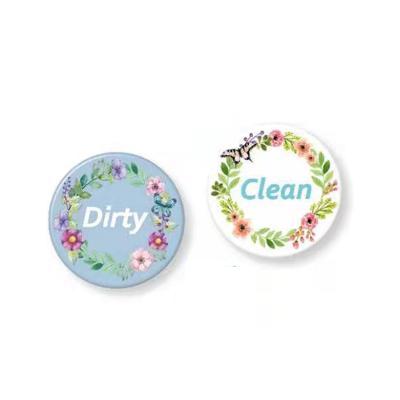 China Shape New Custom Design Dirty Clean Dirty Dishwasher Magnet Funny Round Dishwasher Flower Sign for sale