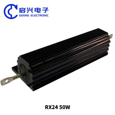 China RX24 Schwarzer Aluminiumgehäuse 50W Drahtwundenbremswiderstand zu verkaufen