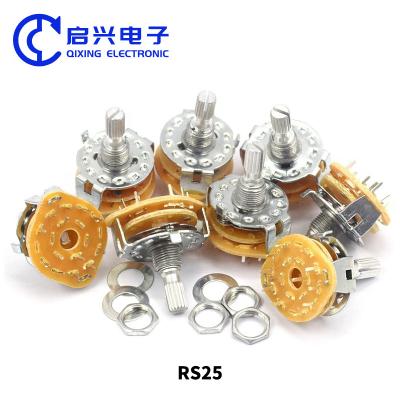 China 2 Stück RS25 Potentiometer Drehschalter 2*5 Dateien 10000 Zyklen zu verkaufen