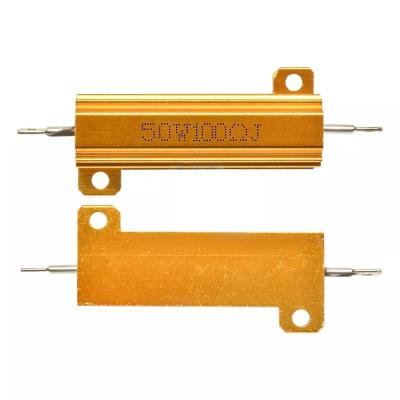 China RX24 50w 100RJ Gold Aluminium Housed Wirewound resistor Hoog vermogen Te koop