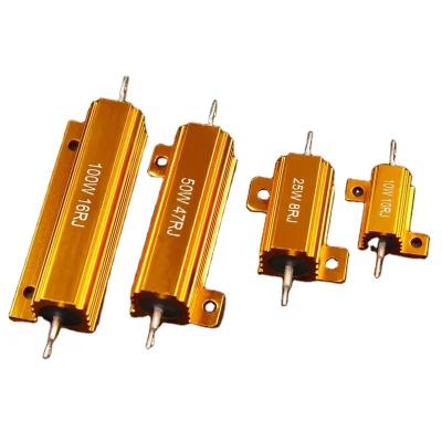 China RX24 Gold Aluminium Gehäuse Drahtwicklung 10W 25W 50W 100W 200W Toleranz 5% Widerstand 100 Ohm zu verkaufen