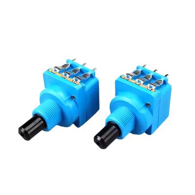 China Serie WH116AK Potenciómetro de doble control de oscurecimiento B500K de 5 pines con interruptor rotativo longitud del mango del eje medio 16MM en venta