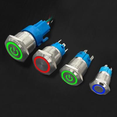 China Metal Pushbutton Waterproof Light Switch with Conductive Electricity and Blue LED Ring Light en venta