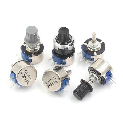 중국 WX14-12 3w single coil wirewound adjustable potentiometer 1k 2k2 4k7 10k 22k with 4mm knob 판매용