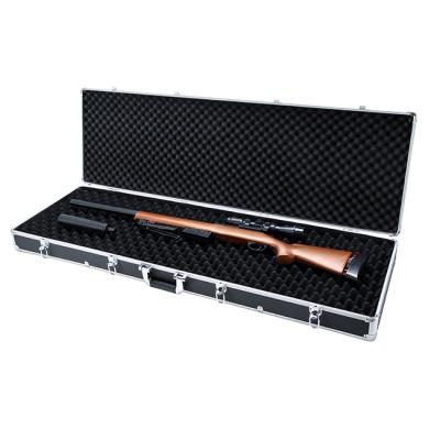 China Long Gun Case Silver Aluminum Tactical Hard Luggage Rifle Gun Box Coded Lock Aluminum Hard Gun Case en venta