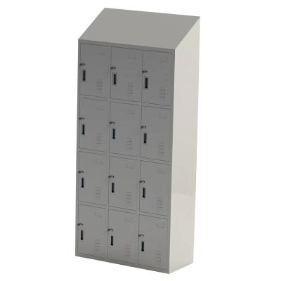 China Durable Cold Rolled Steel Plate Storage Slanted Roof Gym School Metal Lockers Staff Wardrobe Gym Locker Cabinet for sale