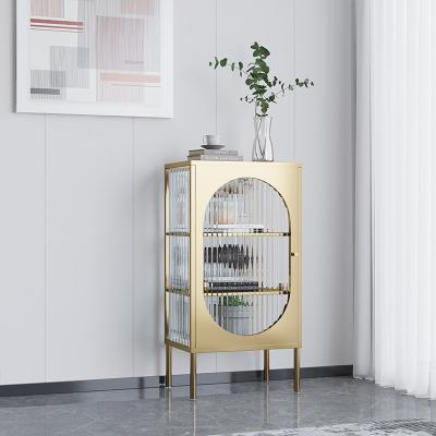 China Factory price new style living room glass steel glass door mini arched door fashion and glass door mini cabinet for sale