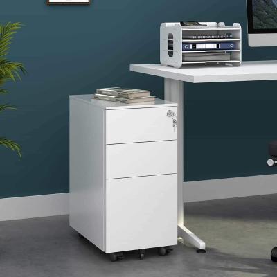 China Knock Down Colorful Metal 3 Drawer Furniture Use Office Filing Cabinet Movable Key Lock and Roll Slim Movable Pedestal for sale