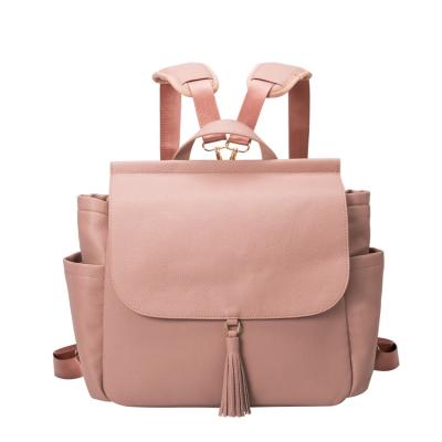 China Travel PORTABLE Backpack Mommy Fashion Waterproof PU Leather Mother's Bag and Baby's Diaper Backpack for sale