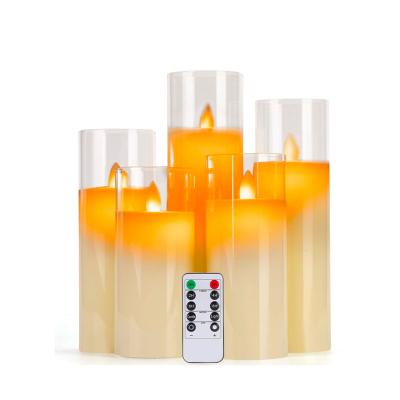 China Wholesale Flameless Flicker Led Candles with Remote Control Flicker Candle Set of 5 High Real Wax Battery LED Candle Pillars for sale