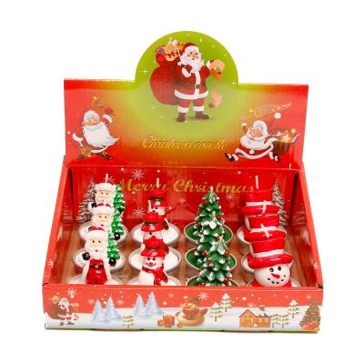 China Wholesale Christmas Atmosphere 12 & 1 Box Sets Christmas Candles Set Christmas Snowman Snowman Candle Light for sale