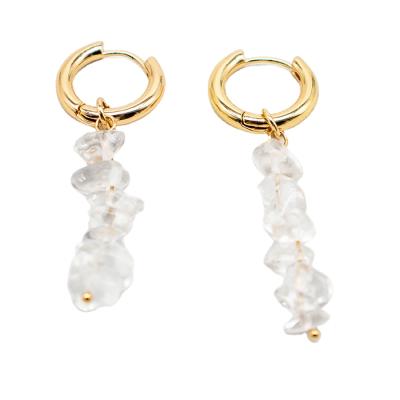 China 2021 New FASHIONABLE Luxury Natural Crystals Dangle Earrings Clear Crushed Stone Beads Drop Earrings For Women for sale