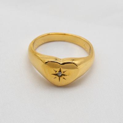 China Fashion CLASSIC Custom 18k Gold Plating Stainless Steel Star Seal Heart Sparkle Rings for sale