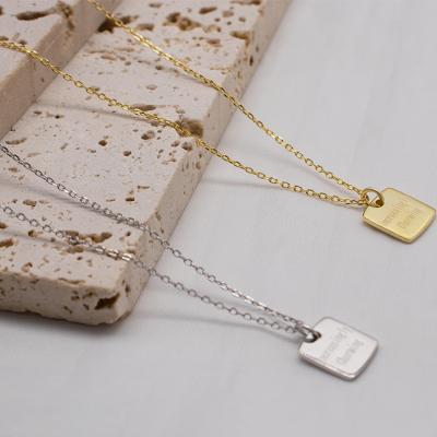 China Vintage S925 Jewelry Clavicle Chain Hip Hop Customizable Letter Mark Sterling Silver Square Necklace for sale