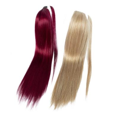 China Curly Curl Cuticle Aligned Ponytails Brazilian Hair Virgin Hair Raw Ponytail Hair Extensions for sale