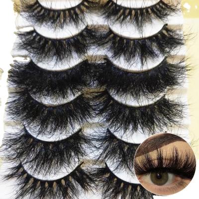 China Wholesale Private Label Logo 25mm Natural Long Eyelashes With Custom Eyelash Packaging Box Made By 5D 4D 3D Mink Eyelashes Vendor for sale