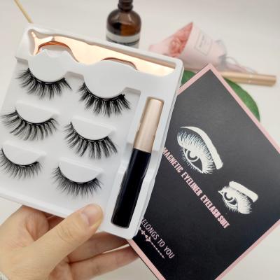 China Long newest styles natural magnetic eyeliner and wholesale magnetic lashes 3d eyelashes with beautiful box for sale