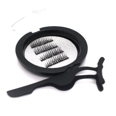 China Wholesale New Arrival Natural Long Magnetic Eyelashes With 3 Pieces Magnets 3d Wholesales Lashes Seller Silk Eyelashes No Need Glue for sale