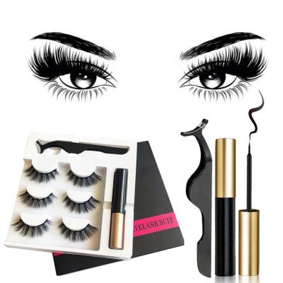 China Natural Eyelash Long Private Label Eyeliner Set Magnetic Eyelashes And Eyeliner At The Same Time for sale