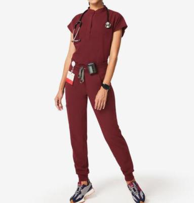 China Newly Launch Comfortable Nursing Scrubs Hospital Uniforms Polyester Rayon Spandex Medical Stretch Fabric Scrubs Set for sale