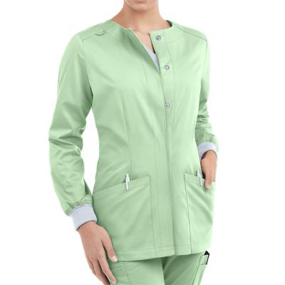 China Comfortable Customized Solid Design Stretchy Hospital Scrubs Nurse Medical Women Scrub Sets Long Sleeve Hospital Uniforms for sale