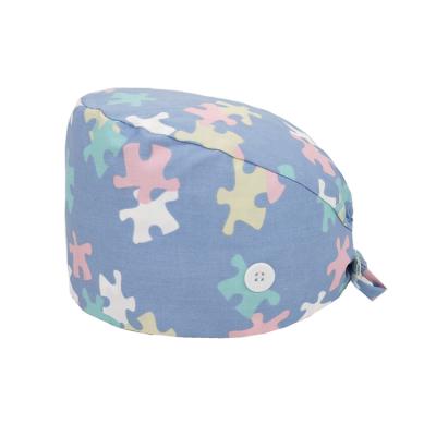 China New 2021 Comfortable Design Customized Satin Striped Scrub Hats Nurse Scrub Hat Flower for sale