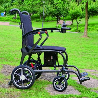 China 11.5kg Light Weight Widened Seat Carbon Fiber Power Wheelchair with Electromagnetic Brake for sale