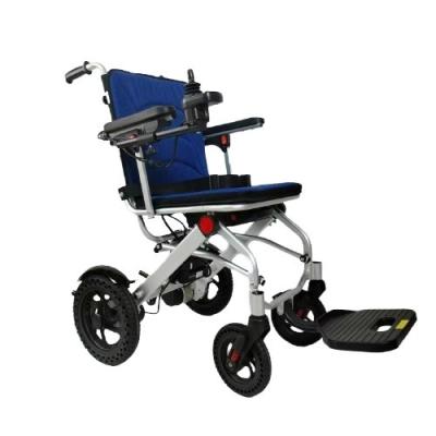 China Silla de ruedas plegable de transporte de aluminio con velocidad de 6 km/h y motor sin escobillas DC24V150W*2 en venta