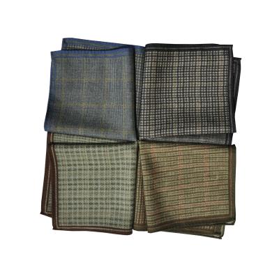 China Jacquard Men Grid Printing 100% Wool Handkerchief Handkerchief In Box For Adults 100% Cotton Jacquard Woven Man for sale