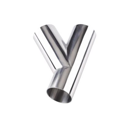 China SS304/SS316L 45 Degree Y Branch Lateral Welding Tee Stainless Steel Pipe Fitting Polishing Sanitary SS304/SS316L for sale