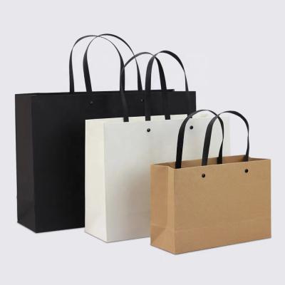 China Recyclable Cheap Paper Bag With Logo Print Black White Brown Recycled Paper Bags Bulk Heavy Duty Paper Handles Jewelry Bags for sale