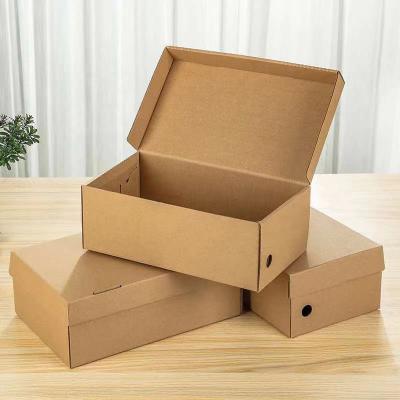 China Recyclable Made In China Cheap Shoe Storage Box Bulk With Lids Holes And Customized Logo Rectangular Brown Corrugated Boxes Various Sizes for sale