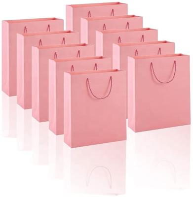 China 200 Pack Recyclable Multicolor Gift Bags With Handles Bulk Various Sizes Black White Pink DVI Brown Kraft Gifts Grocery Retail for sale