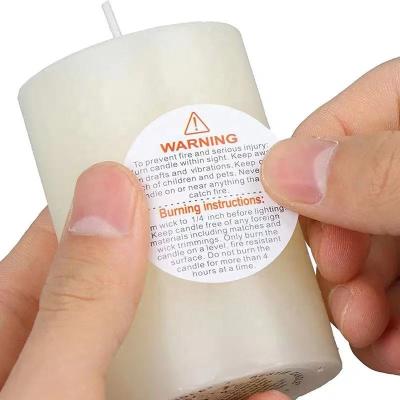 China 1.5 Inch Candle Jar Container Stickers Waterproof Custom Candle Warning Labels Scented Candles Private Labels 500 Pcs Per Roll 9 Designs for sale