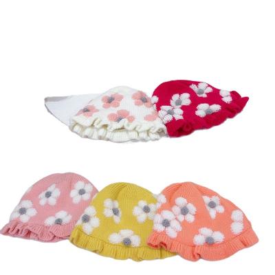 China The new autumn and winter Korean style COMMON simple flower knit hat for baby baby creative hats for sale