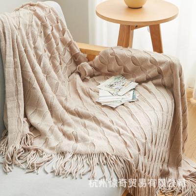 China Modern Simplicity Wool Sofa Blanket Solid Color Bed Cover Bed Sofa Blanket Venetian Knitting Leisure Nap for sale