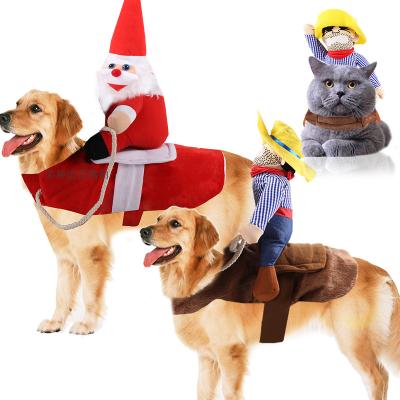 China Sweet Big Dog Clothes Cat Pet Supplies Riding Trans-Santa Claus Clothes Weird Small Medium for sale