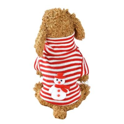 China New Christmas Sweet Striped Sweater Snowman Dog Costume High-Neck Sweater Santa Claus Sweater Pet Maker for sale