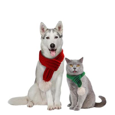 China Creative Amazon Soft Pet Knitted Christmas VIP Scarf Teddy Bear Scarf Cat Dog Saliva Towel for sale