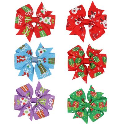 China Cozy Christmas Gift Children's Hairpin Bow Christmas 3 Inch Six-color Party Ornaments for sale