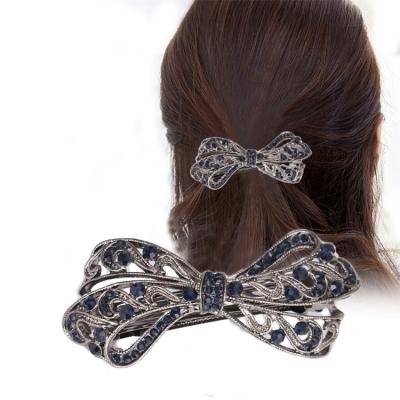 China Crystal Bow Hair Clip Jewelry Fashion Rhinestone Comfortable Hair Clip Alloy Top Hair Accessories for sale