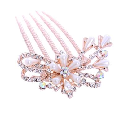 China Comfy Pearl Hair Comb Ornament Pearl Five-tooth Sunflower Sunflower Hair Comb Bridal Headpiece for sale