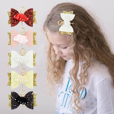 China Green Rhinestone Side Clip Jewelry Children's Hair Accessories Pink Half Covered Clever Ballet Cloth Cozy Girl Hairpin for sale